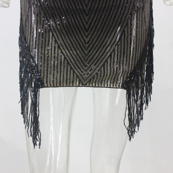Hollow Out Halter Club Backless Short Glitter Mini Dress