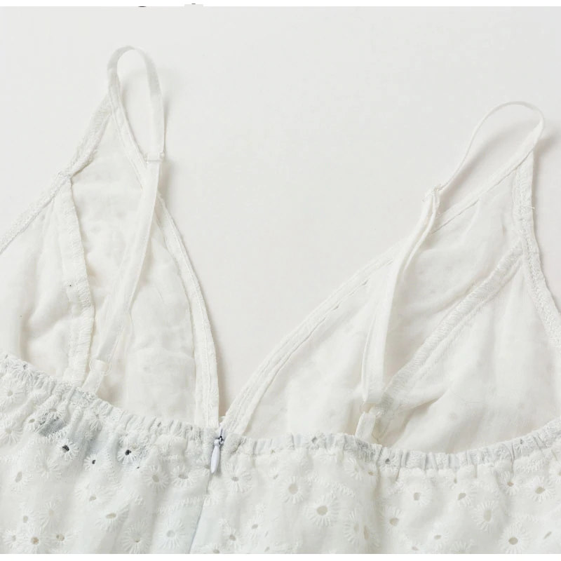 Hollow out embroidery maxi cotton dresses
