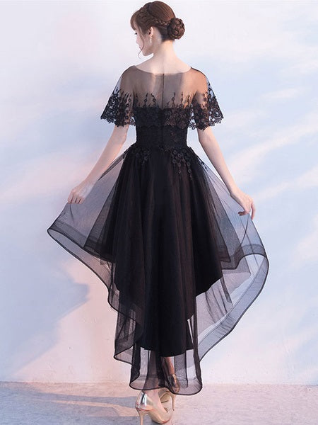 Strapless A Line High Low Asymmetrical Prom Dresses With Poncho