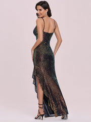 Homecoming Mermaid Split Front Sleeveless Sequined Dress