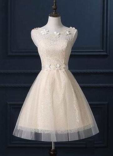 Illusion Neckline A-Line Bridesmaid Dress