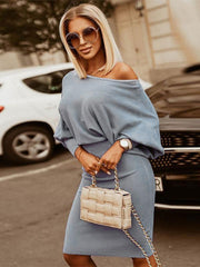 Jewel Neck Waist Long Sleeves Vintage And Beautiful Knitted Dresses