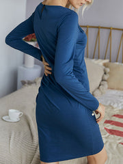 Casual Jewel Neck Long Sleeve Street Wear Short Dress