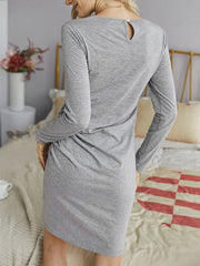 Casual Jewel Neck Long Sleeve Street Wear Short Dress