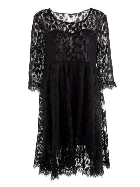 Jewel Neck Sleeveless Lace Embroidered Casual Maternity Dress