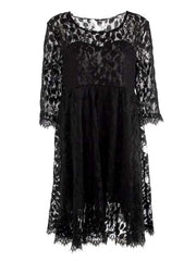 Jewel Neck Sleeveless Lace Embroidered Casual Maternity Dress