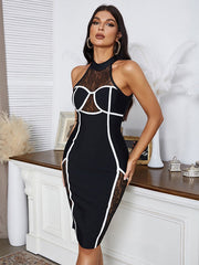 Jewel Neck Sleeveless Two-Tone Semi Formal Dress
