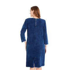 Casual Diamonds Knitted Denim Slim Fit Street Wear Midi Dress