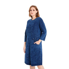 Casual Diamonds Knitted Denim Slim Fit Street Wear Midi Dress