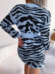 Knitted Pretty Long Sleeves V-Neck Sweater Dresses