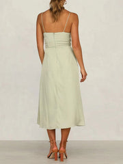 Knotted Backless Cut Out Cotton Maxi Dresses