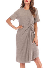 Knotted Short Sleeve T-Shirt Dress