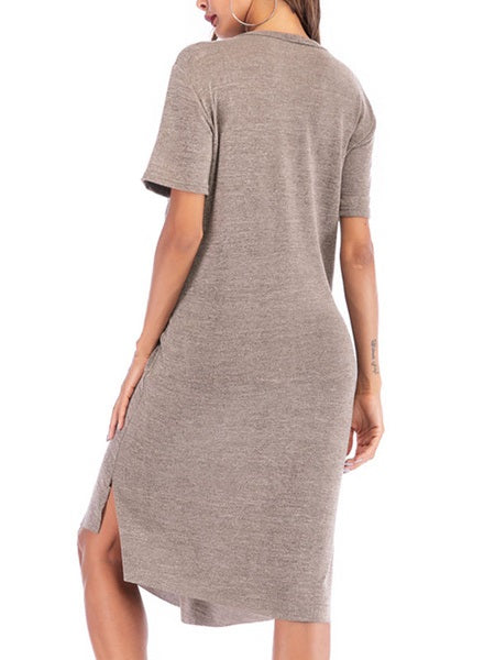 Knotted Short Sleeve T-Shirt Dress