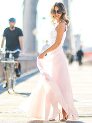 Lace &Chiffon Maxi Dress Two Tone Round Neck Sleeveless Pleated Long Wrap Dress