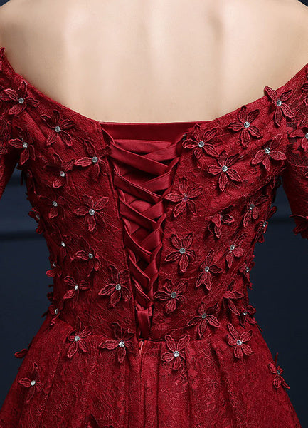 Lace Cocktail  Flower Beading Prom Party Dress