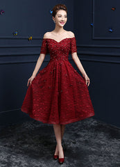 Lace Cocktail  Flower Beading Prom Party Dress