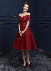 Lace Cocktail  Flower Beading Prom Party Dress
