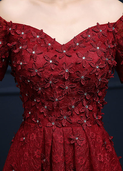 Lace Cocktail  Flower Beading Prom Party Dress