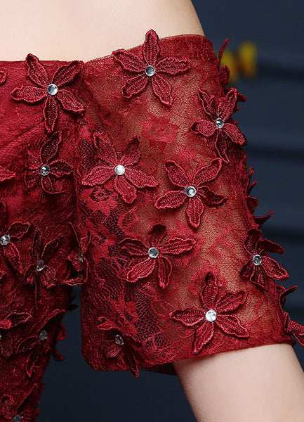 Lace Cocktail  Flower Beading Prom Party Dress