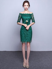 Elegant Lace Cocktail Off The Shoulder Sheath Party Mini Dress