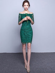 Elegant Lace Cocktail Off The Shoulder Sheath Party Mini Dress