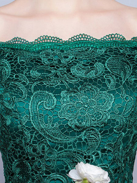 Elegant Lace Cocktail Off The Shoulder Sheath Party Mini Dress
