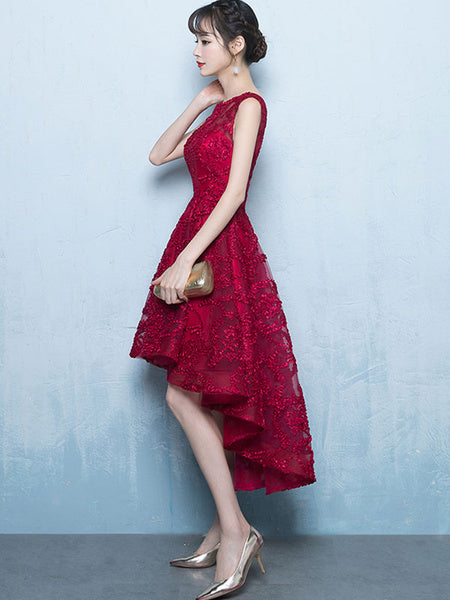 Elegant Lace Zipper Cocktail Party Prom Midi Dress