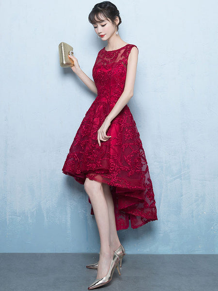 Elegant Lace Zipper Cocktail Party Prom Midi Dress