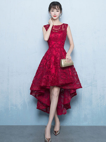 Elegant Lace Zipper Cocktail Party Prom Midi Dress