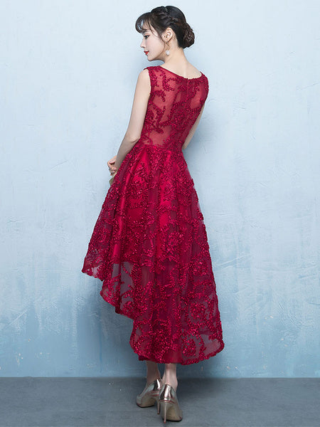 Elegant Lace Zipper Cocktail Party Prom Midi Dress