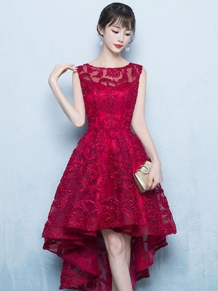 Elegant Lace Zipper Cocktail Party Prom Midi Dress
