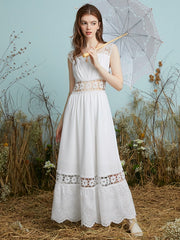 Lace Hollow Stitch Sleeveless Big Swing Maxi Dress