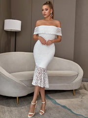 Lace Off Shoulder Club Party Dress