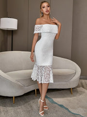 Lace Off Shoulder Club Party Dress