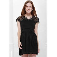 Lace Panel Back Cutout Mini Club Dress