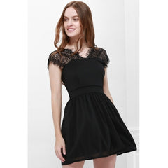 Lace Panel Back Cutout Mini Club Dress