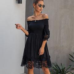 Casual Lace Streetwear Off Shoulder Nightclub Party Mini Dress