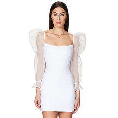 Lace Slash Neck Long Sleeve Club Mini Bodycon Dress