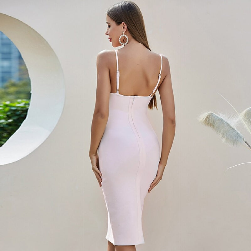 Lace Spaghetti Strap Celebrity Runway Party Club Midi Dress