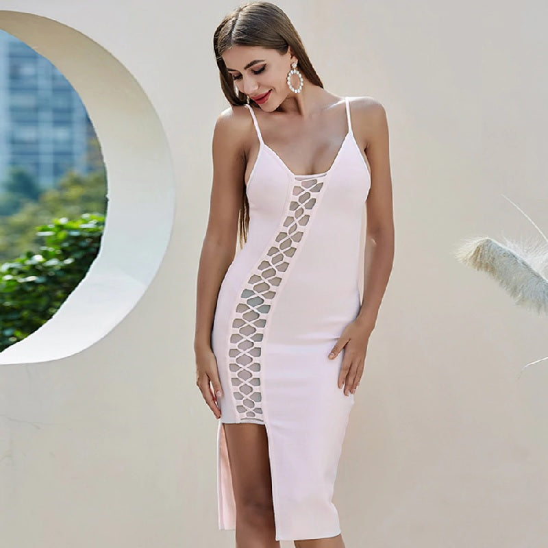 Lace Spaghetti Strap Celebrity Runway Party Club Midi Dress