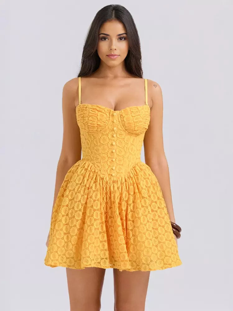 Elegant Sweetheart Neckline Open Shoulder Lace Sundress