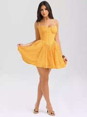 Elegant Sweetheart Neckline Open Shoulder Lace Sundress