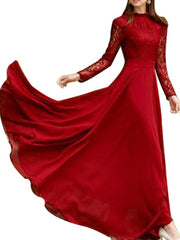 Lace chiffon maxi prom dresses