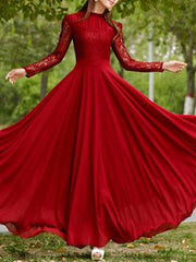 Lace chiffon maxi prom dresses