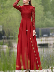 Lace chiffon maxi prom dresses