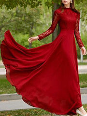 Lace chiffon maxi prom dresses