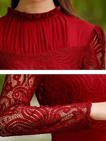 Lace chiffon maxi prom dresses