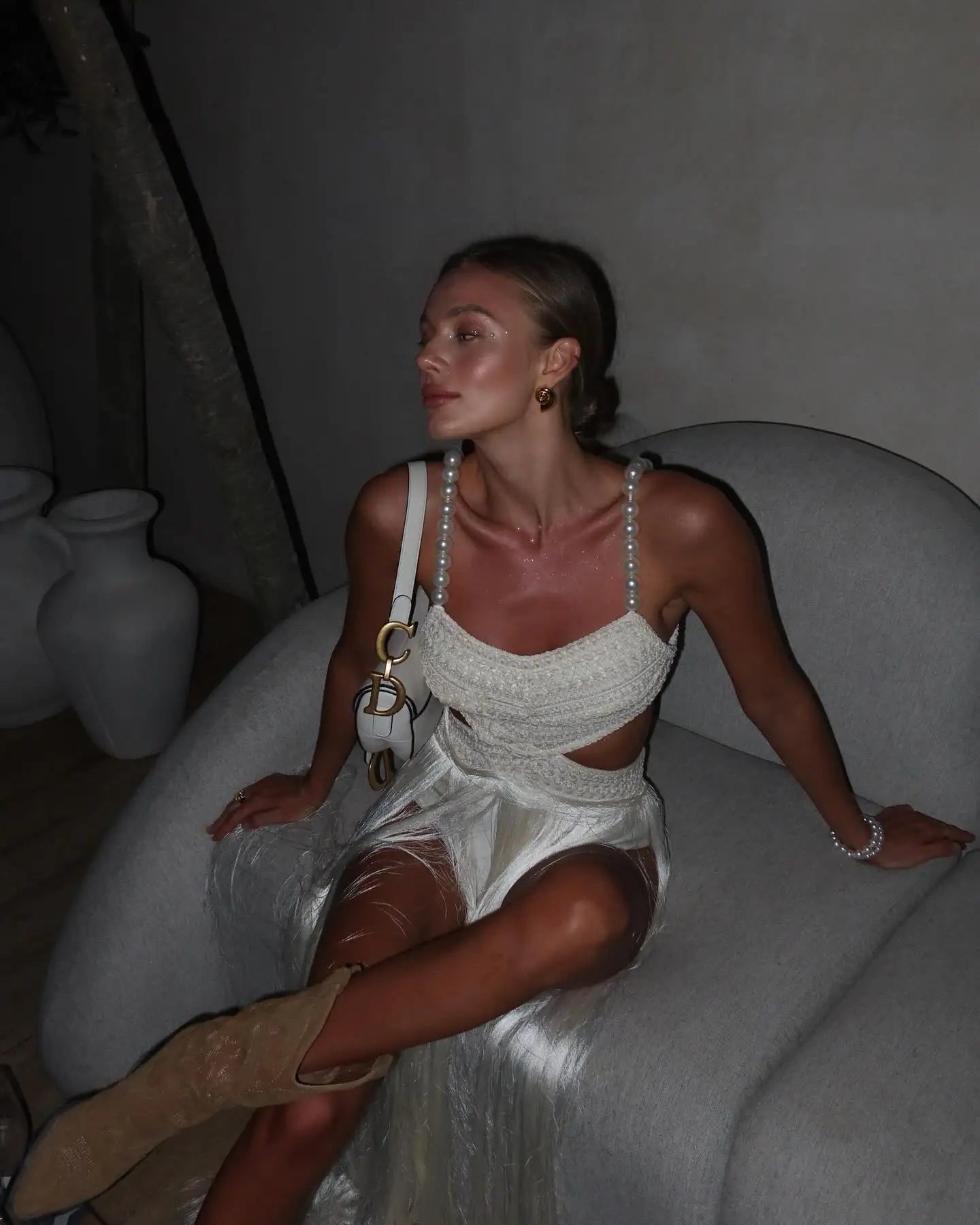 Lack Tassel Peals Bandage Naked Waist Cut Out Party Evening Dress