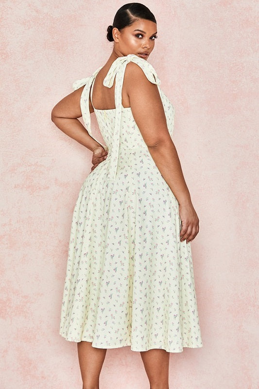 Lemon floral print midi sundress