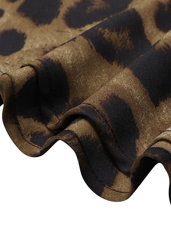 Leopard Animal Print Sleeveless High Low Hem Maxi Dress